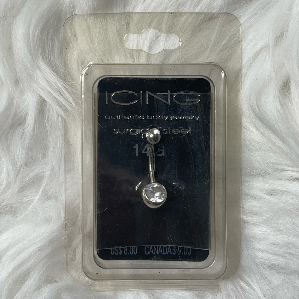 Icing Silver Belly Button Jewelry with Clear Gem